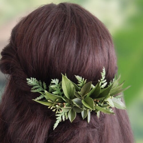 Green Leaf Hair Pins Greenery Hair Piece Wedding Headpiece Etsy