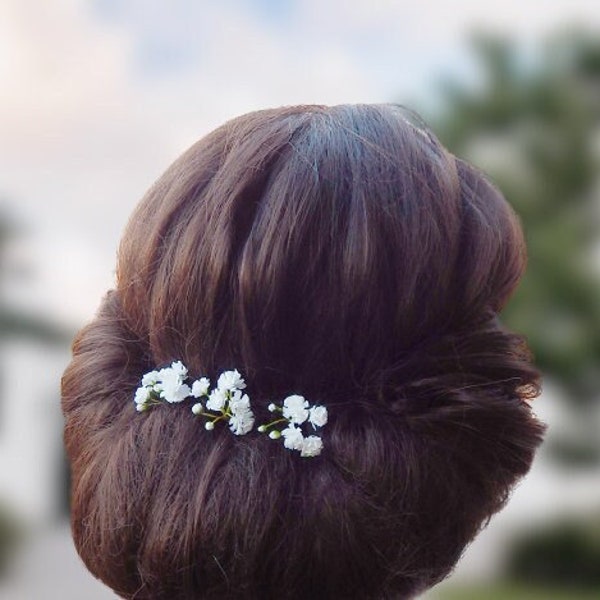 Babys breath flower hair pins Minimalist bridal hair pins Multicolor gypsophila Floral hair piece Colorful wedding headpiece