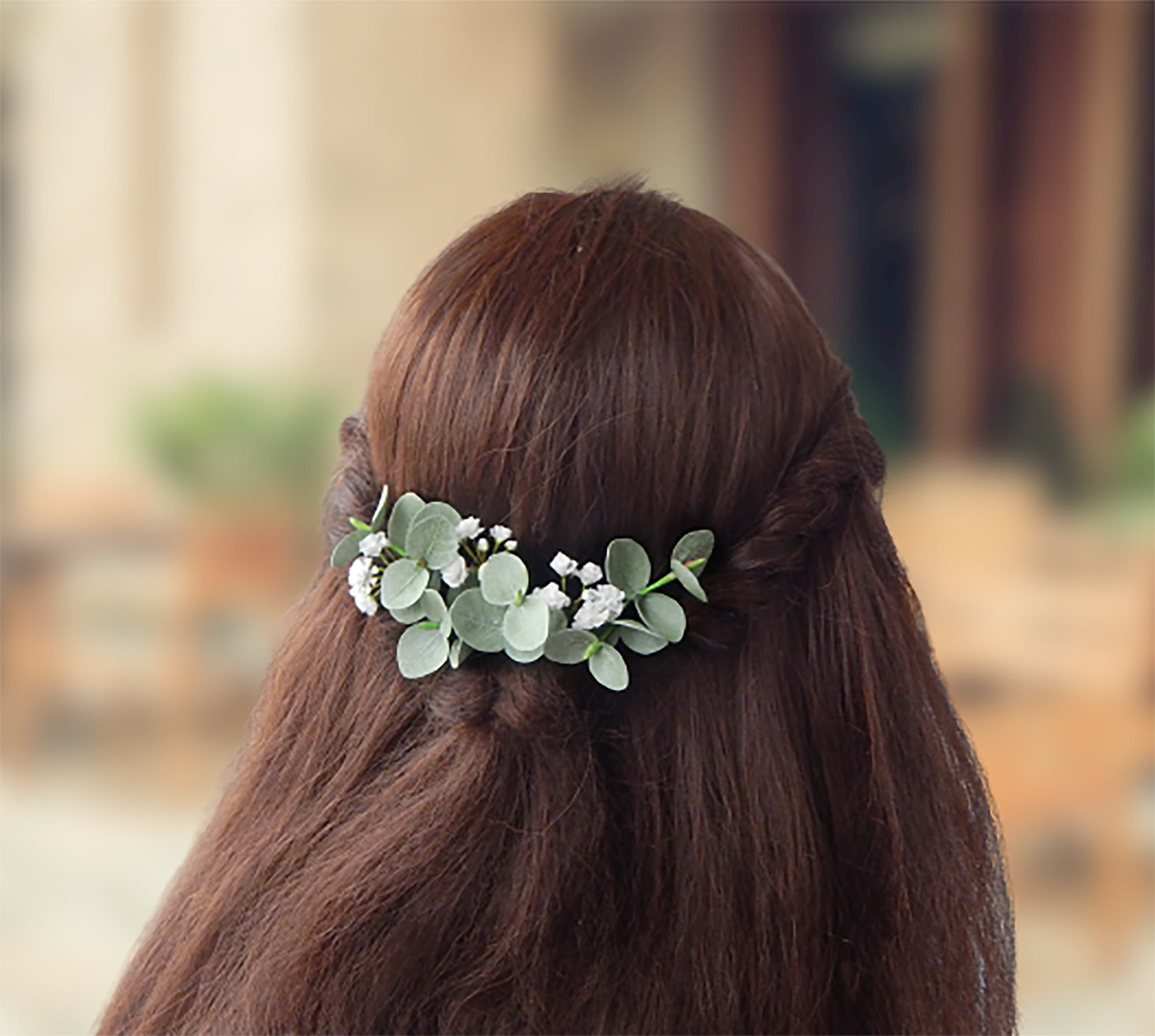 Eucalyptus Babys Breath Hair Pins Greenery Bridal Hair Piece Etsy