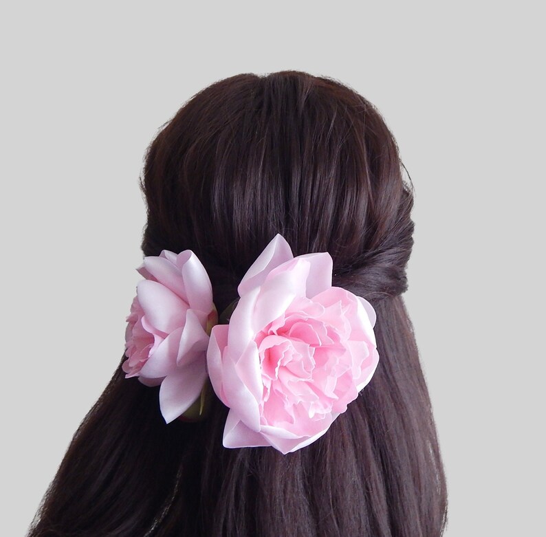 Flower hair claw clip Pink peony hair clip Floral barrette Pink peony fascinator