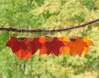 Autumn earrings Fall leaf floral earrings Maple leaf earrings Fall flower jewelry Thanksgiving earring botanical earrings