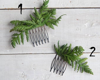 Bridal wedding hair comb Green leaf fern hair piece Wedding headpiece Greenery hair clip