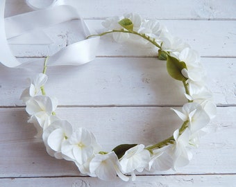 Ivory hydrangea flower crown First communion headpiece  Wedding head piece 1st communion headband Toddler headband Floral bridal hair piece
