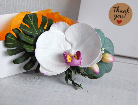 Peigne à Cheveux De Mariée Orchidée Phalaenopsis En Soie Fait Main - Neuf Avec étiquette