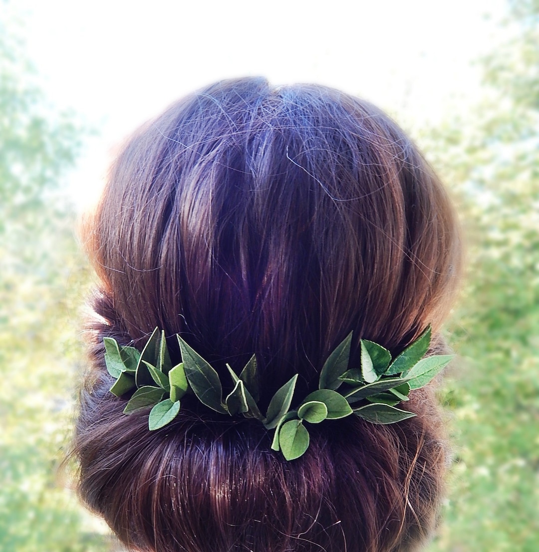 Green Leaf Hair Pins Greenery Wedding Hair Piece Bridal Floral