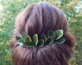 Greenery hair piece for wedding Green leaf hair pins Wedding bridal headpiece