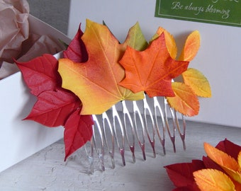 Fall wedding hair comb Fall leaf headpiece Bridal floral hair piece Floral hairpiece Wedding head piece Autumn leaves hair comb