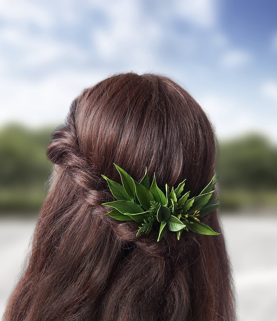 Greenery Wedding Hair Comb Bridal Hair Piece Floral Head Piece Green