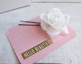 White gardenia hair pin Flower bobby pin Bridal floral hair piece Wedding headpiece Flower head piece Gardenia hair clip Flower hairpiece