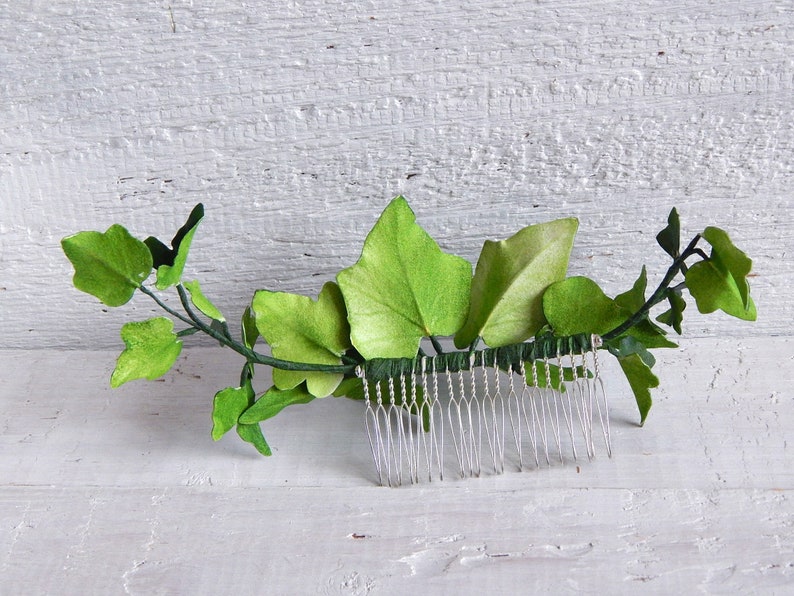 Leaf hair comb Green leaves headpiece Ivy hair piece Greenery Etsy