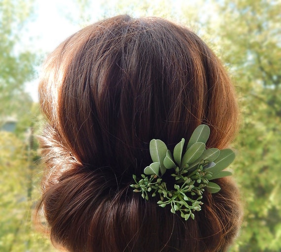 Bridal Greenery Hair Piece Eucalyptus Hair Pins Green Olive  display picture 1