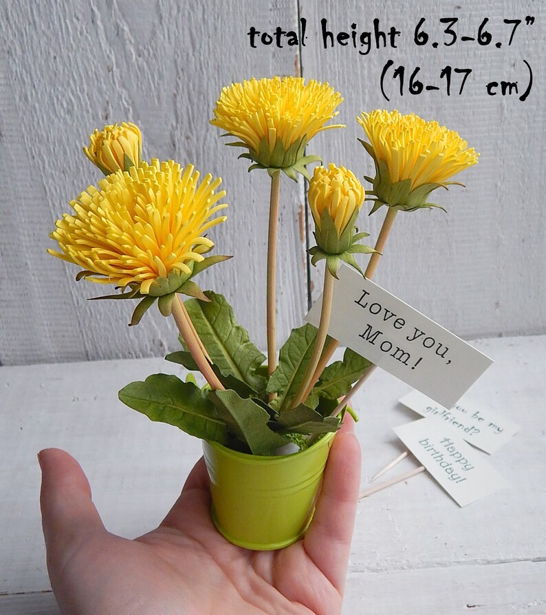 Artificial Dandelion Flower Gifts Yellow Flowers in a Pot Etsy Canada