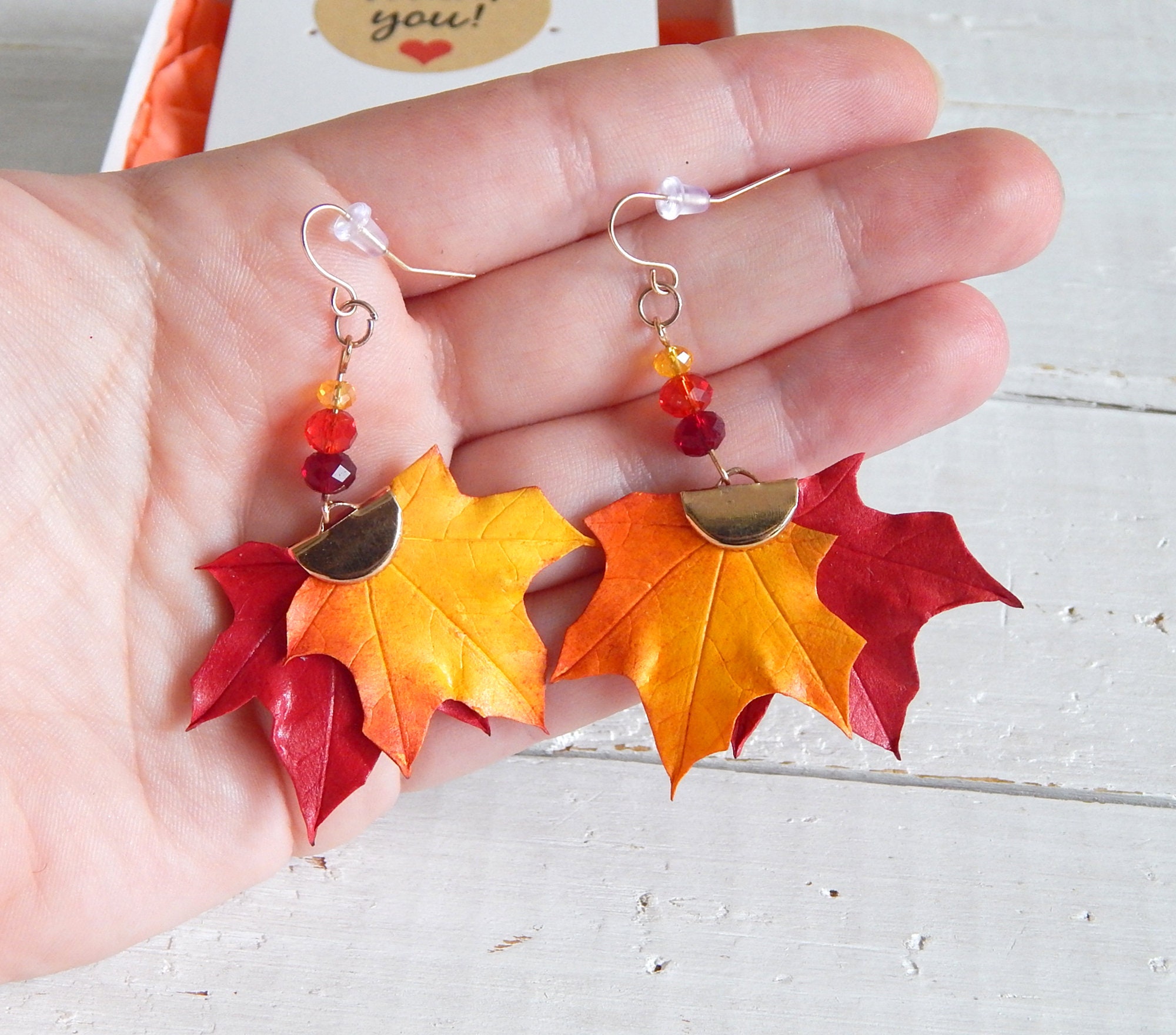 Autumn leaves earrings Maple leaf dangle drop earrings Fall Etsy