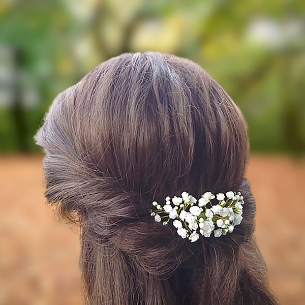 Babys breath flower hair comb Floral wedding hair piece Gypsophila hair clip Bridal headpiece