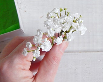 Épingles à cheveux de fleur blanche Épingle à cheveux souffle de bébé Gypsophile Morceau de cheveux de mariée floral Casque de mariage Souffle de bébé