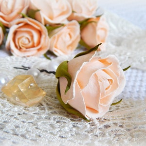 Peach flower rose hair pin Wedding headpiece Bridal floral hair piece Bridesmaid flower hairpiece