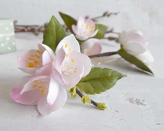 Cherry blossom flower hair pins Bridal hair piece Floral headpiece Spring wedding hair accessories for bride Apple blossom