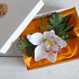 Tropical Wedding Headpiece Orchid Flower Hair Comb Floral Hair - Etsy