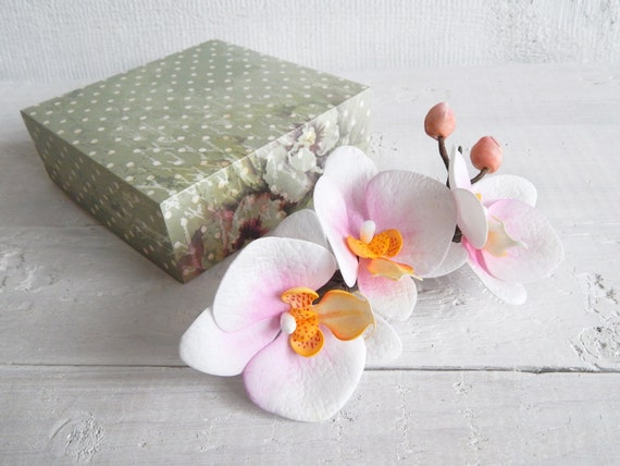 Orchid Hair Clip Beach Wedding Hairpiece White Orchid Hair Etsy