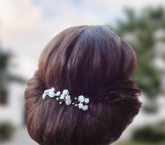 Babys Breath Gypsophila Hair Pin for Wedding, Fake Realistic