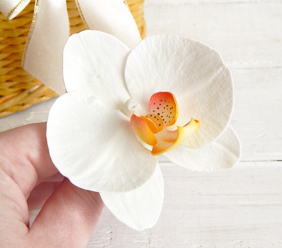 White Orchid Flower Hair Piece Floral Hair Pin Tropical Hair - Etsy White Orchid Flower Hair Piece Floral Hair Pin Tropical Hair - Etsy