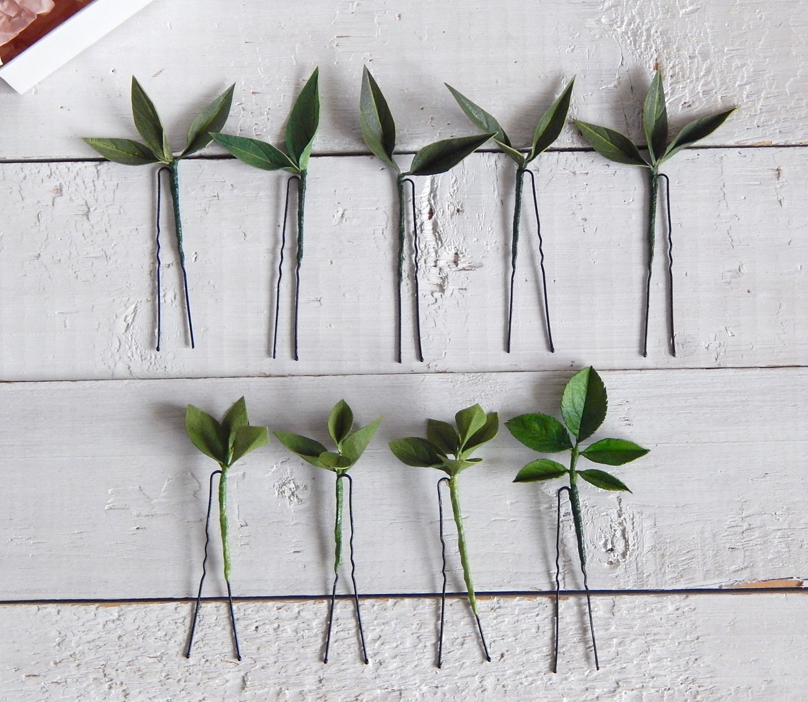 Green Leaf Hair Pins Greenery Wedding Hair Piece Bridal Floral Etsy