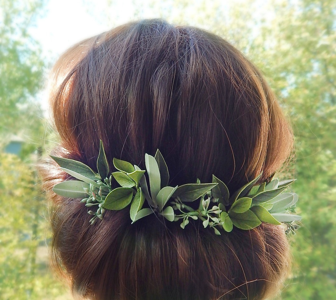 Green Leaf Hair Pins Greenery Hair Piece Wedding Headpiece Etsy