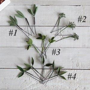 Green leaf floral hair pins Greenery wedding hair piece Eucalyptus headpiece Floral bridal hairpiece