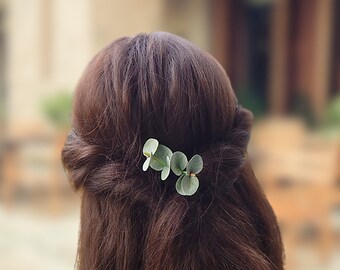Eucalyptus hair pin Floral bridal hair piece Greenery wedding headpiece