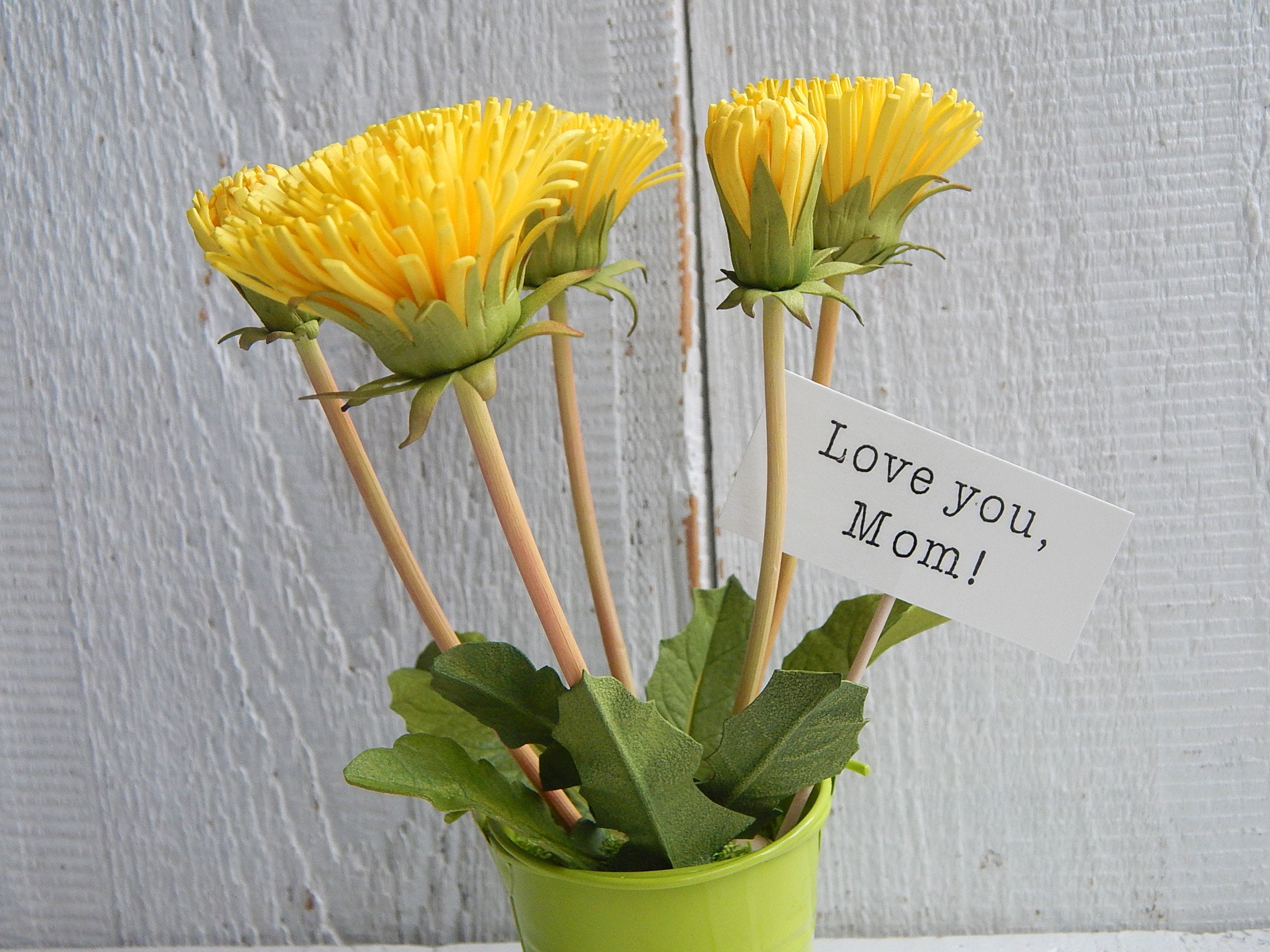 Artificial dandelion flower gifts Yellow flowers in a pot Etsy