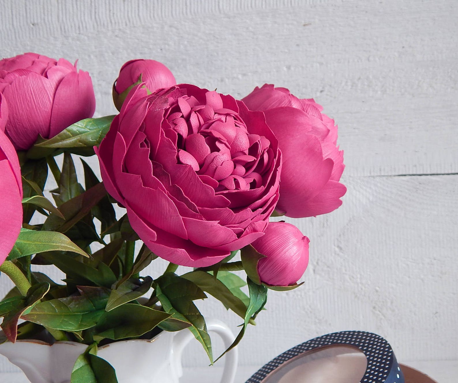 Dark pink fake peony flowers in vase Real touch peony Etsy
