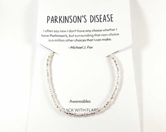 Custom Parkinson's Disease Awareness Black Leather Unisex Bracelet Jewelry Charm