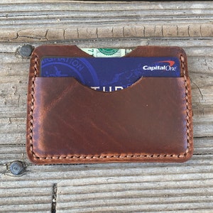 Brown Minimalist Leather Wallet Card Holder