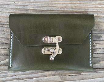 Olive Green Leather Wallet Card Case