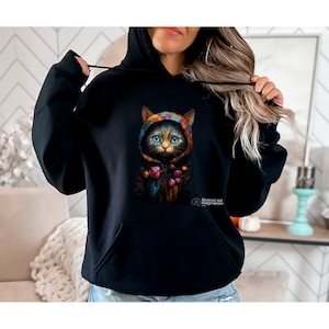 Cat in Hoodie - Diseño 1 - Sudadera con capucha unisex de mezcla pesada