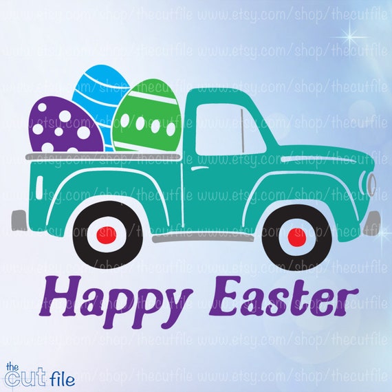 Download Happy Easter Svg Old Vintage Truck With Easter Egg Vector Etsy