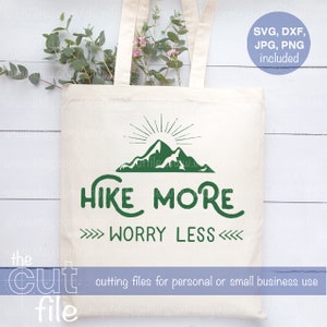Wandeling meer zorgen minder SVG, wandelen SVG, shirt Design, bergvakantie, cut-bestand, afdrukbare clipart, vinyl cut-bestand
