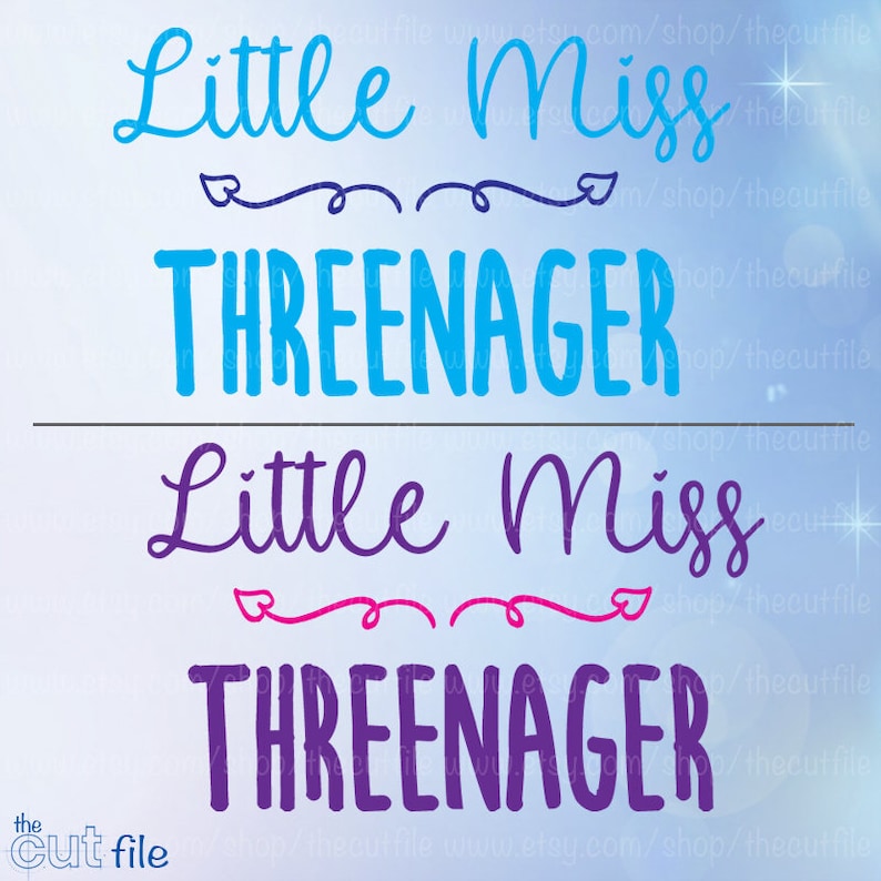 Download Little Miss Threenager svg cutting file iron on transfer ...