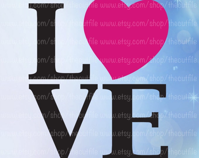 Valentine SVG, Love Cut File, for Silhouette or Cricut, Pink Heart ...