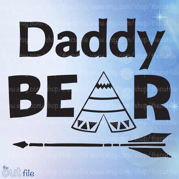 Daddy Bear svg, heat transfer design, silhouette or cricut file, t-shirt design, bear family design