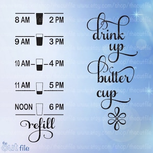 Drink Up Buttercup, eau Tracker svg, rappel de l’eau couper fichier, vinyle autocollant svg pour machines de découpe