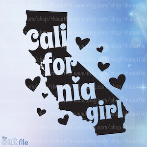 Fille de la Californie svg, svg de l’état. Fille de Cali. Coupe, imprimable, chaleur, transfert, clipart, tshirt design, vecteur de vinyle, chemise bricolage