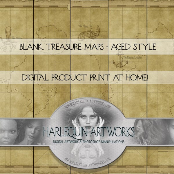 Treasure Maps Blank Old Style Pirate Digital Files Print At Home JPG