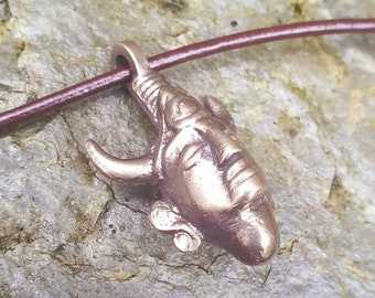 SUPERNATURAL - *SOLID BRASS * Dean Winchester amulet pendant necklace prop replica (copied off an original vintage horn head figurine)