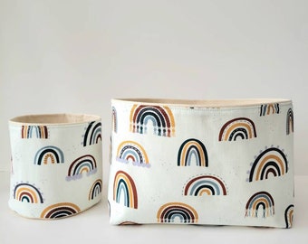 Rainbow Duck Canvas Storage Bin: Montessori Decor, Plant Basket