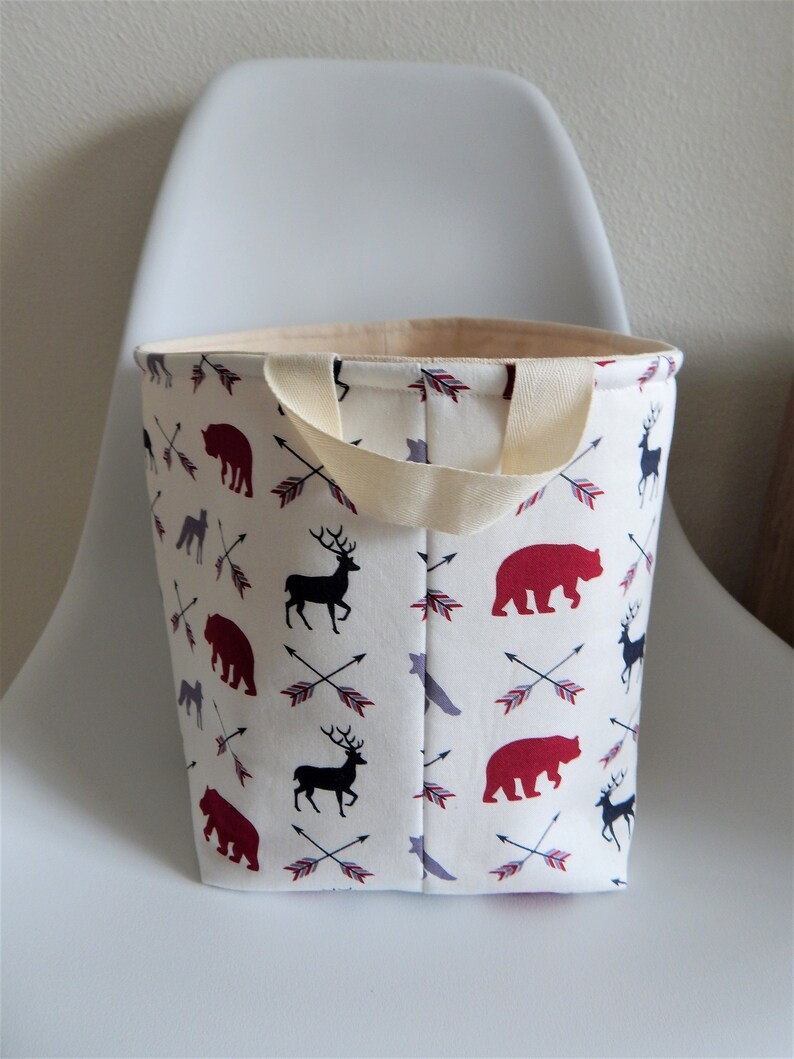 Woodland fabric storage bin Diaper Caddie Nursery Storage Baby Etsy