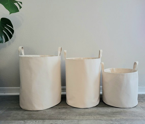 Duck Canvas Fabric Storage Bin: Natural Laundry Hamper