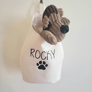 Personalized Dog Toy Storage Pod: Hanging Duck Canvas Organizer