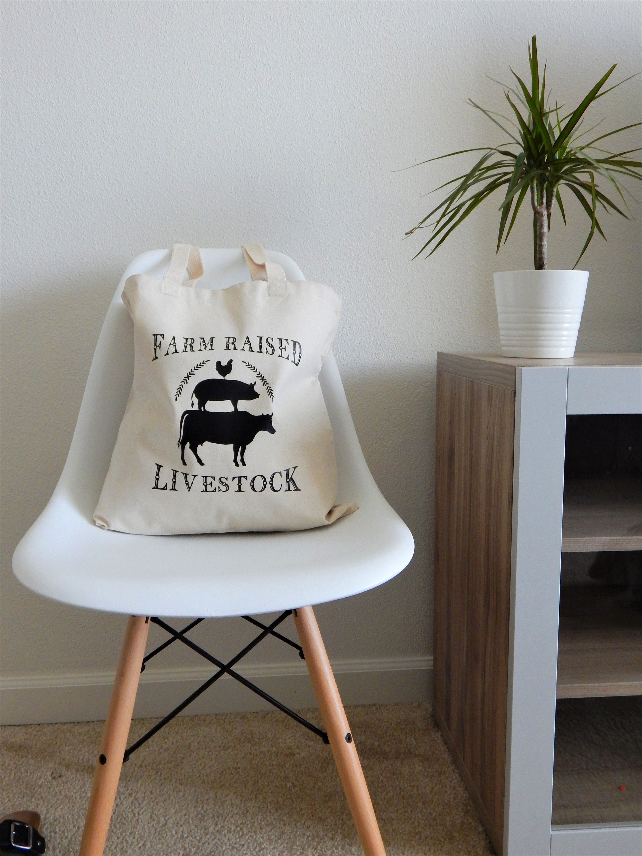 Farmers Market Tote Farm Raised Live Stock Tote Shopping Tote Grocery Tote Bag Market Bag Summer tote Spring tote Duck canvas tote