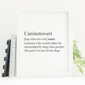 Caninetrovert Definition Printable for Dog Moms Dog Home Decor Printable Wall Art Dog Lover Gift Dog Quote Printable Art Pet Quote image 1